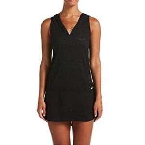 Nike Women's Black Sleeveless Hooded Geo Pullover Cover Up Dress Sporty